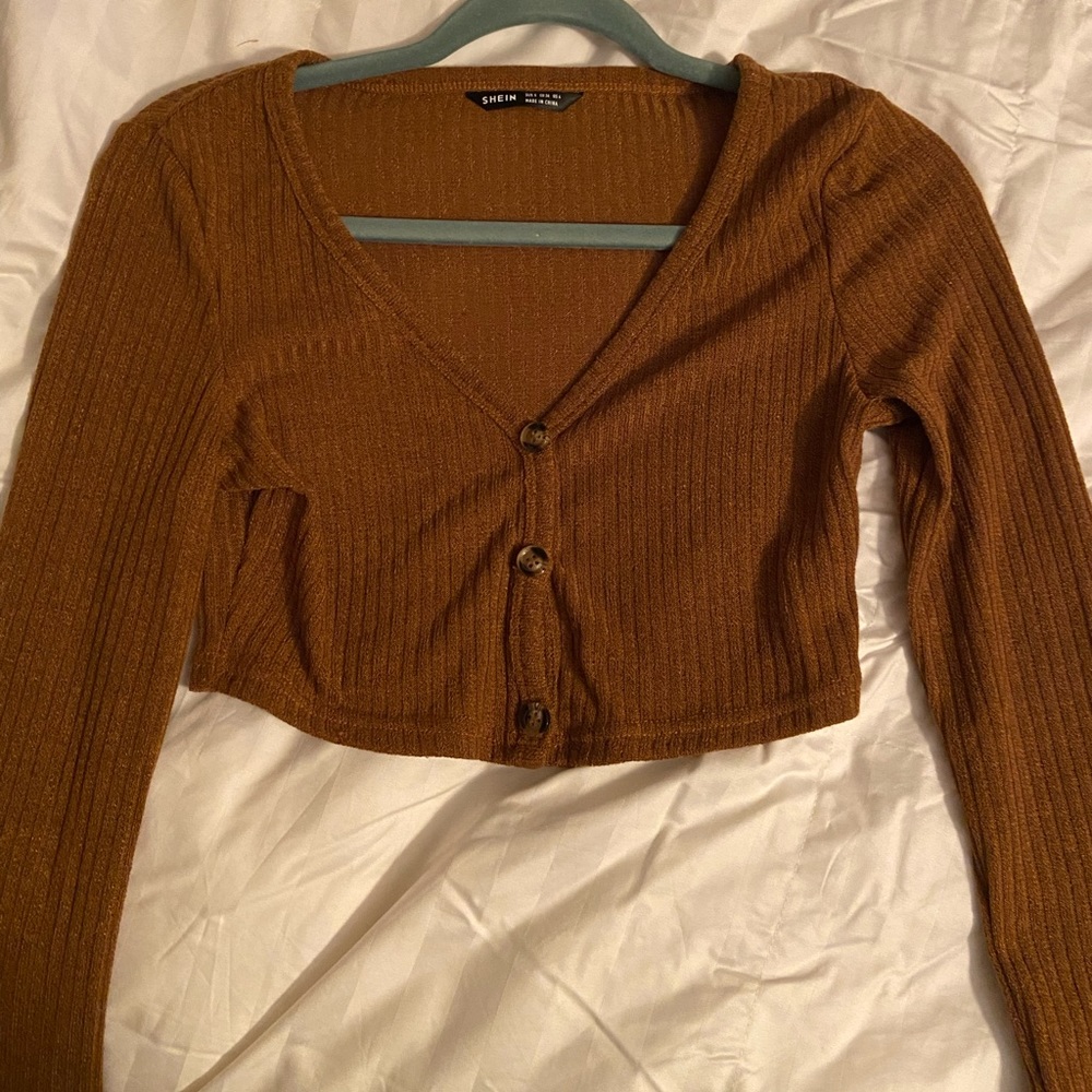 SHEIN long sleeve brown crop top size Small